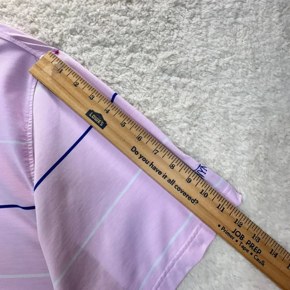 Footjoy FJ Collared Polo Golf Shirt XL Pink Striped Short Sleeve Travel Casual - Picture 5 of 16